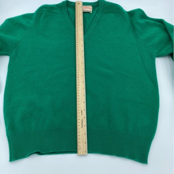 Alan Paine Vintage Green V-Neck Lambswool Sweater Long Sleeve UK Size 44 England - Picture 5 of 7